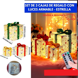 Set de 3 Cajas de Regalo Armable con Luces- Estrella