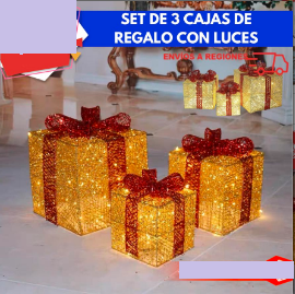 Set de 3 Cajas de Regalo con Luces