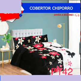 Cobertor Chiporro 2 plz (230x250c) - Blanco Negro con Flores