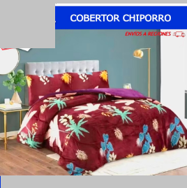 Cobertor Chiporro 2 plz (230x250c) - Burdeo con Hojas Verde Azu