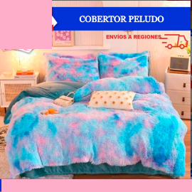 Cobertor Peludo 1.5 plz- Celeste Multicolor