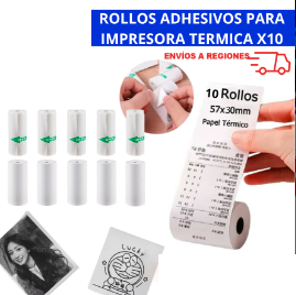 Rollos Adhesivos para Impresora Termica Blancos x10 