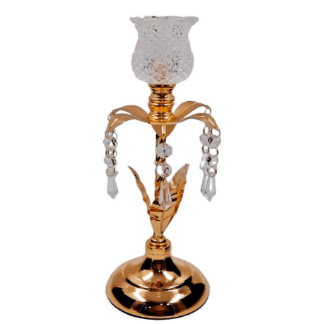 Candelabro Dorado De Vidrio
