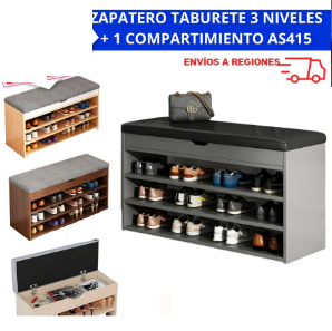 Zapatero Taburete 3 Niveles + Compartimiento