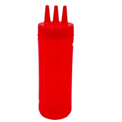 Botella Plastica Roja Para Salsa De 360ml