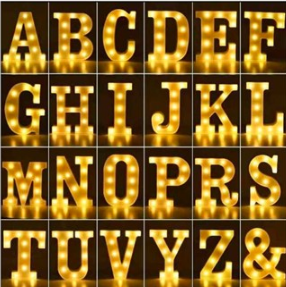 Letras Doradas Con Luz Led 22cm