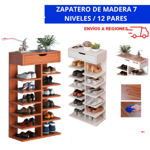 Zapatero de Madera 7 Niveles / 12 Pares 