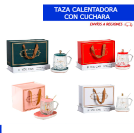 Taza con Calentador mas Cuchara Cristal AS312