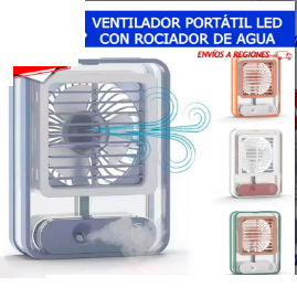 Ventilador Humidificador Portatil con Luz LED