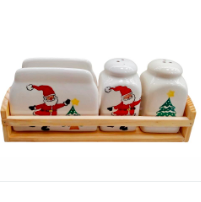 Servilletero De Ceramica Set De 3 Pzas Navideño