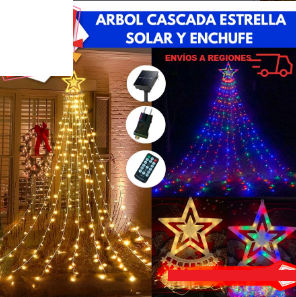 Arbol Cascada Solar y Enchufe c/ Control - Estrella