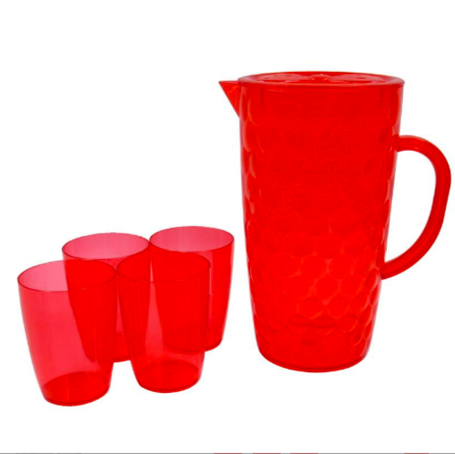 Jarro Acrilico Con 4 Vasos De 2.5 Lt , 300 Ml