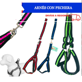 Arnes con Correa para Perro Nylon - Colores Surtidos - Correa 1,1m