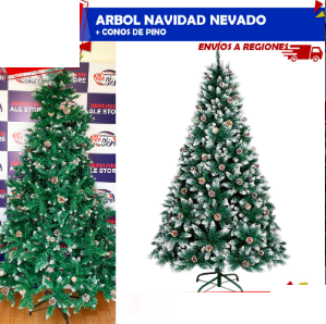 Arbol de Navidad Jaspeado con Piñas de Pino 1.50m