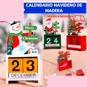 Calendario Navideño de madera para Escritorio