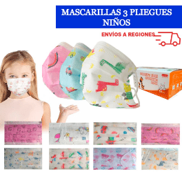 Mascarilla Niños 3 Pliegues Cada de 50 und