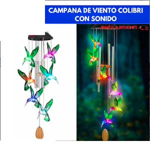 Campana de Viento LED Solar - Colibri con sonido