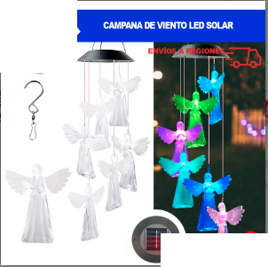 Campana de Viento LED Solar- Angel Orando