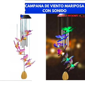 Campana de Viento Led Solar - Mariposa con sonido