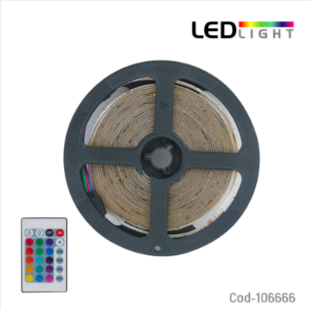 Rollo LED 1210 RGB 5 Mts, Con Control Remoto, En Blister.