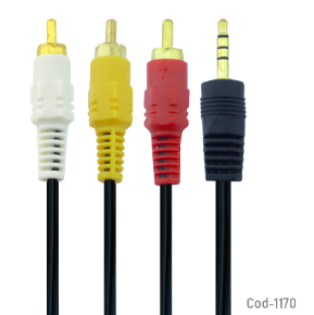 Cable RCA 3X1 Plug Dorado, Cable 150Cm, RCA X 1 Plug 3,5Mm