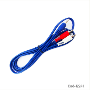 Cable RCA 2X1 Azul 1.5 Mt. Marca RST, En Bolsa.