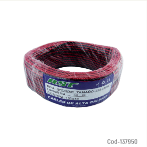 Rollo De Cable Para Parlante De 2 X 0.35 MM Marca RST Rojo-Negro.