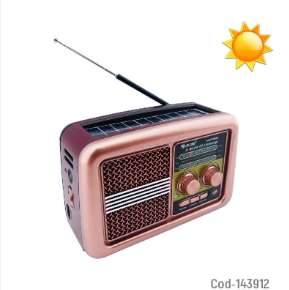 Radio Multi Banda Marca GOLON Solar Retro Modelo BT3600S Con FM/AM, USB-TF-AUX.