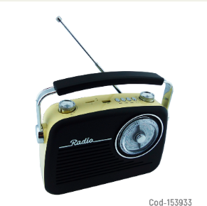 Radio AM/FM Vintage Recargable Y A Pila Con Conexion Bluetooth Y USB.