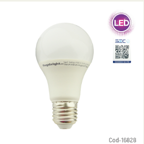 Ampolleta LED 9,5Watt E-27, A60 Luz Fria, Megabright