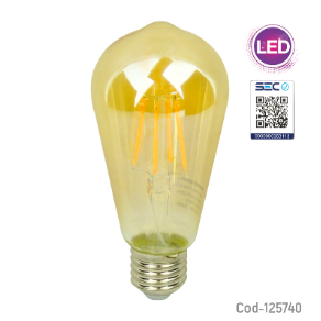 Ampolleta LED Classic Vintage, Luz Calida, 6Watt, E-27, Megabright. En Caja.