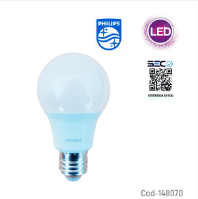 Ampolleta LED PHILIPS E-27 9W=65W De Luz Fria.