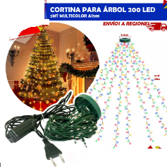 Cortina para árbol 200 led 2mt Multicolor