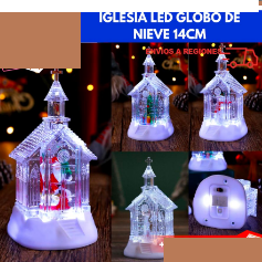 Iglesia Led Diseño Globo de Nieve 14cm