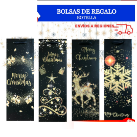 PAQ. 10 Bolsas de Regalo Navidad Botella