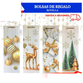 PAQ. 10 Bolsas de Regalo Navidad Botella