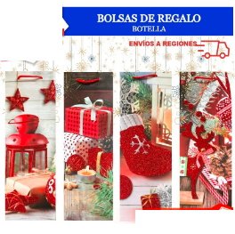 PAQ. 10 Bolsas de Regalo Navidad Botella 